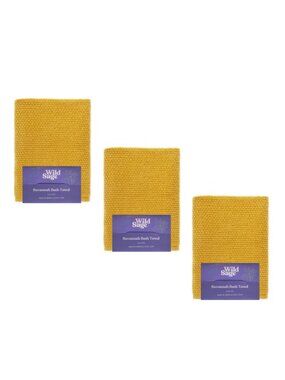 3 YOLK YELLOW Wild Sage Savannah Quick Dry 90% Cotton BATH Towels (Autumn color)